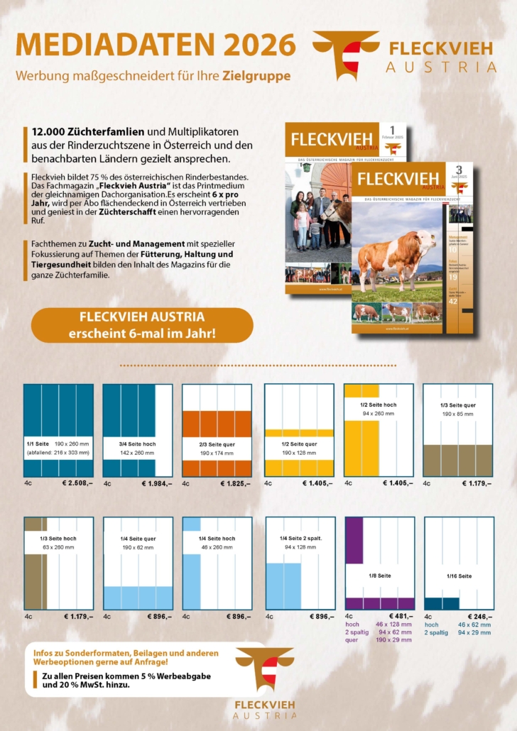 Titelseite Mediadaten 2026 Fleckvieh