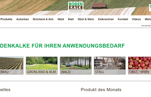 Screenshot der Startseite von www.bodenkalk.at