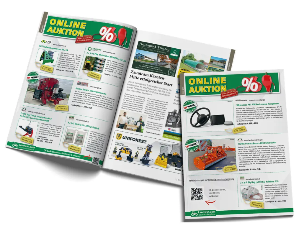Landwirt.com Journal mit Produkten der Online-Versteigerung